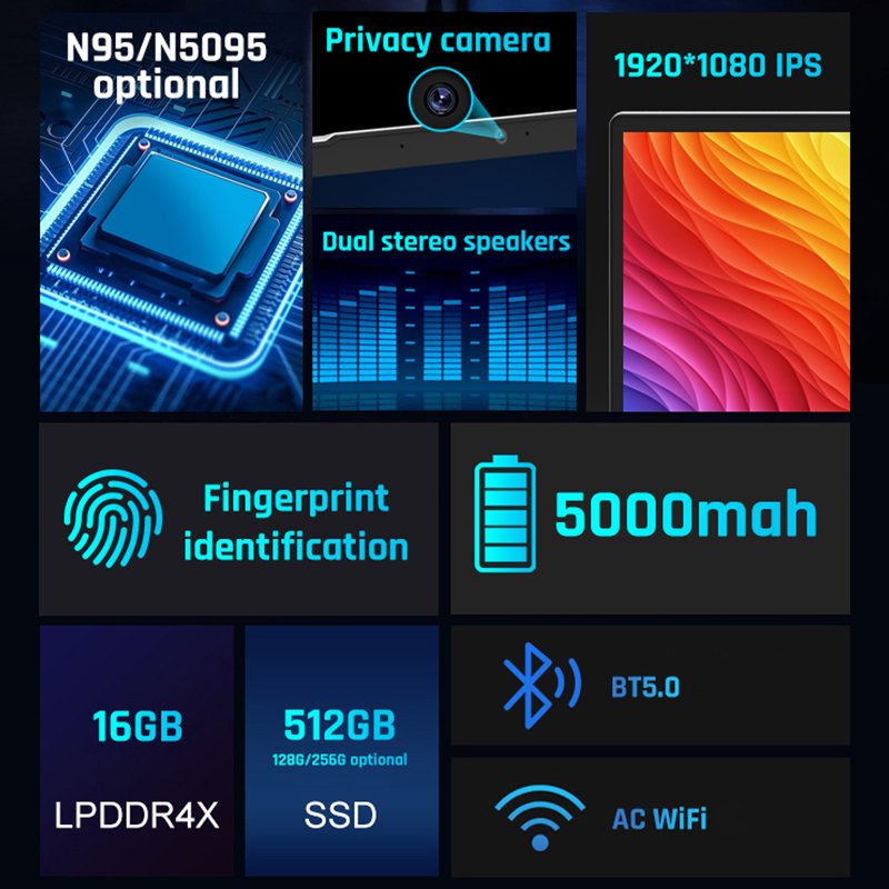 Laptop 15.6'' N95 N5095 1920*1080 Ips Display Notebook Win Dows 11 Home Computer Laptop With Fingerprint And Keyboard Backlight