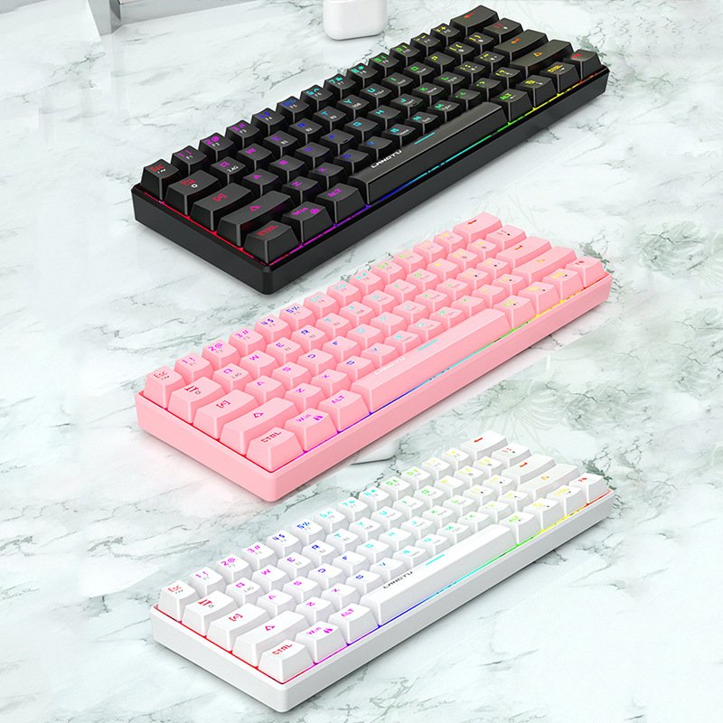 Daul mode Wired/Wireless 60% Mechanical Keyboard Blue Switch 61keys RGB Led backlit waterproof Keyboard for Android Tablet