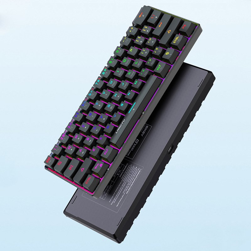 Daul mode Wired/Wireless 60% Mechanical Keyboard Blue Switch 61keys RGB Led backlit waterproof Keyboard for Android Tablet