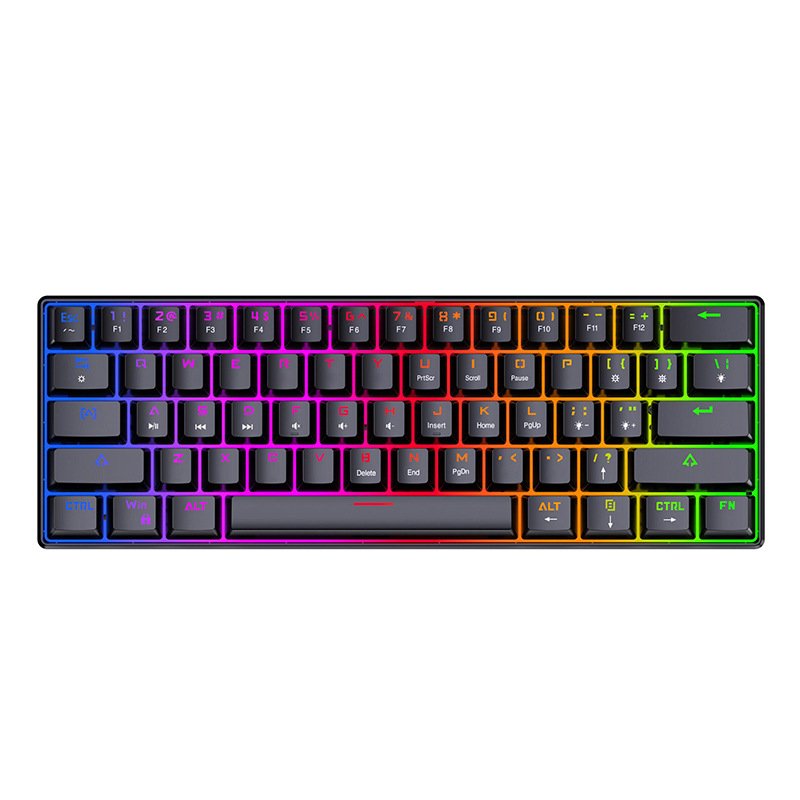 Daul mode Wired/Wireless 60% Mechanical Keyboard Blue Switch 61keys RGB Led backlit waterproof Keyboard for Android Tablet