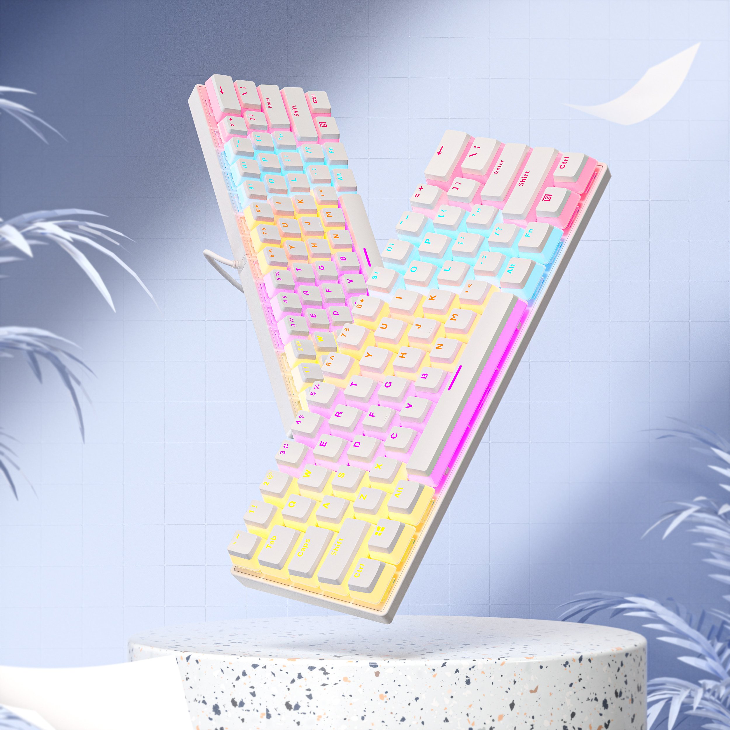 Ancreu Wired Mechanical Keyboard Pudding Keycaps Wired Mini Keyboard 61keys ABS for PC Laptop 50 Usb RGB Keyboard Piano 21 Keys