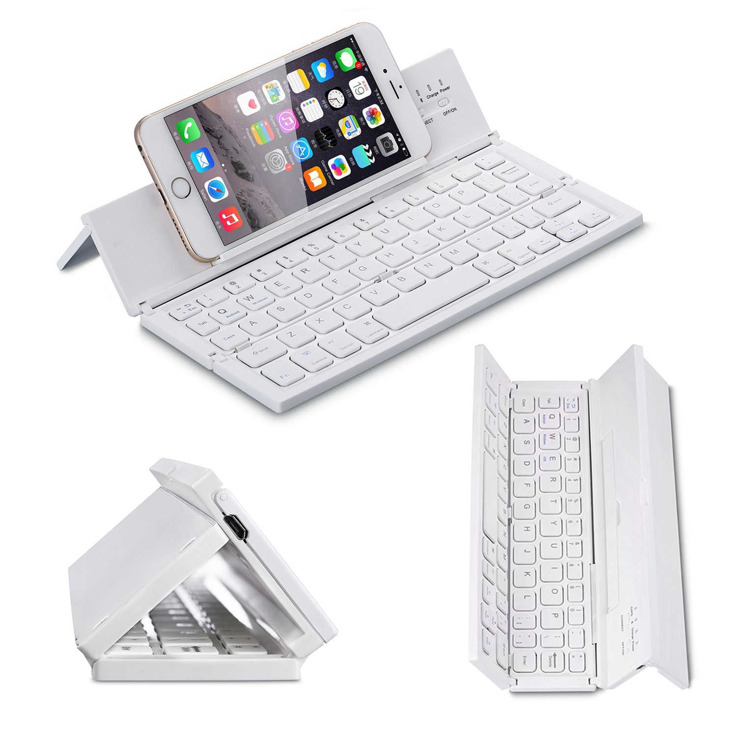 Custom Gift Slim Mini Pocket Size Rechargeable Wireless Blue-tooths Foldable Folding keyboard for phone laptop