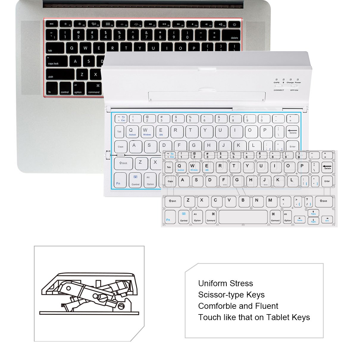 Custom Gift Slim Mini Pocket Size Rechargeable Wireless Blue-tooths Foldable Folding keyboard for phone laptop