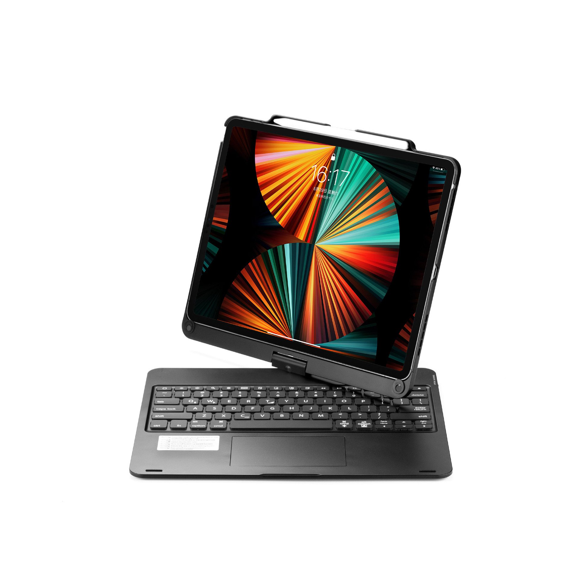 360 Rotating Cover With BT Keyboard For iPad Pro 13 Inch 2024 Back Light Wireless Keyboard Case With Pencil Holder