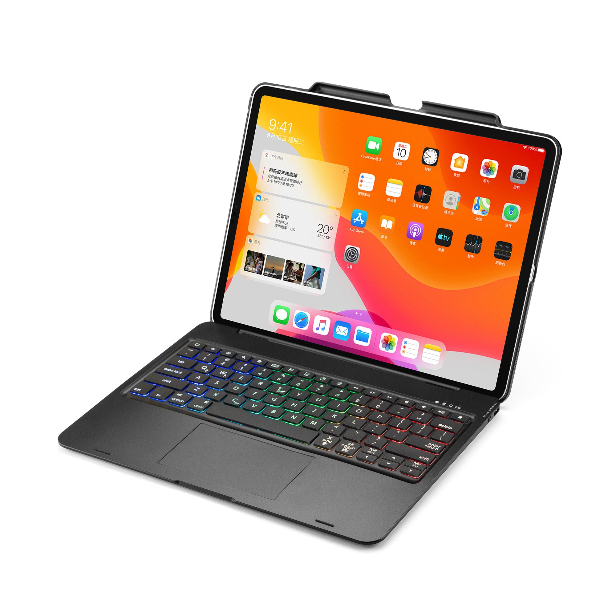 For ipad pro 12.9 2018/2020 one - piece keyboard cover touchpad BT Wireless keyboard case with backlight and pen slot