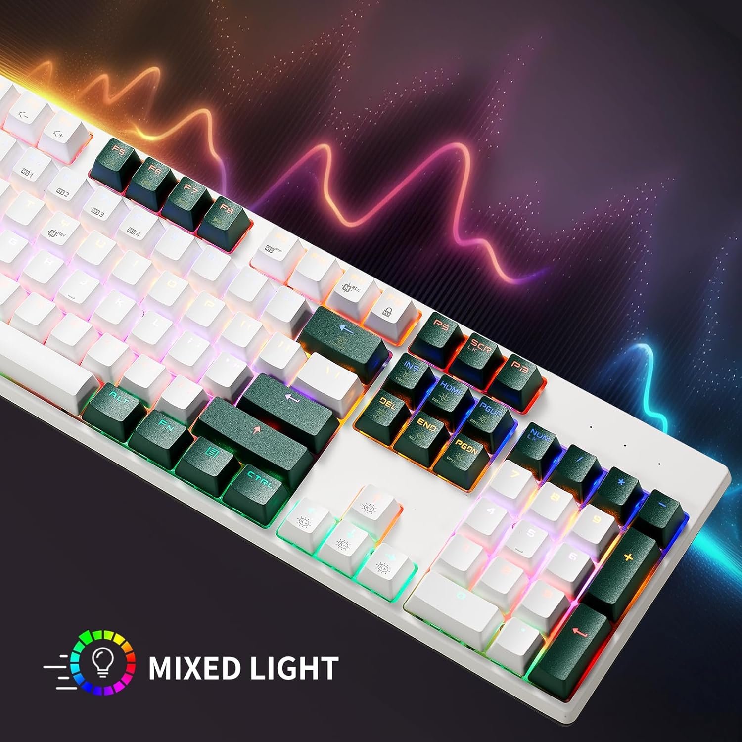 104 Key ABS Keycap RGB Backlit Ergonomic USB Type-c Wired Hot Swappable RED Brown Switch Mechanical Gaming Keyboard For Desktop