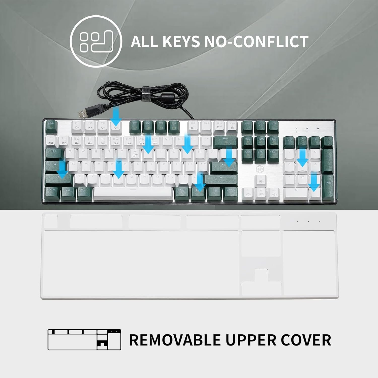 104 Key ABS Keycap RGB Backlit Ergonomic USB Type-c Wired Hot Swappable RED Brown Switch Mechanical Gaming Keyboard For Desktop