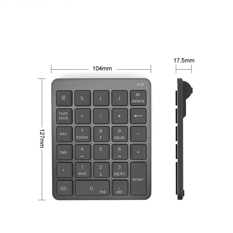 Portable Multifunction Mini Rechargeable Scissor Switch Number Keyboard USB BT Wireless 28 Keys Numeric Keypad for Financial