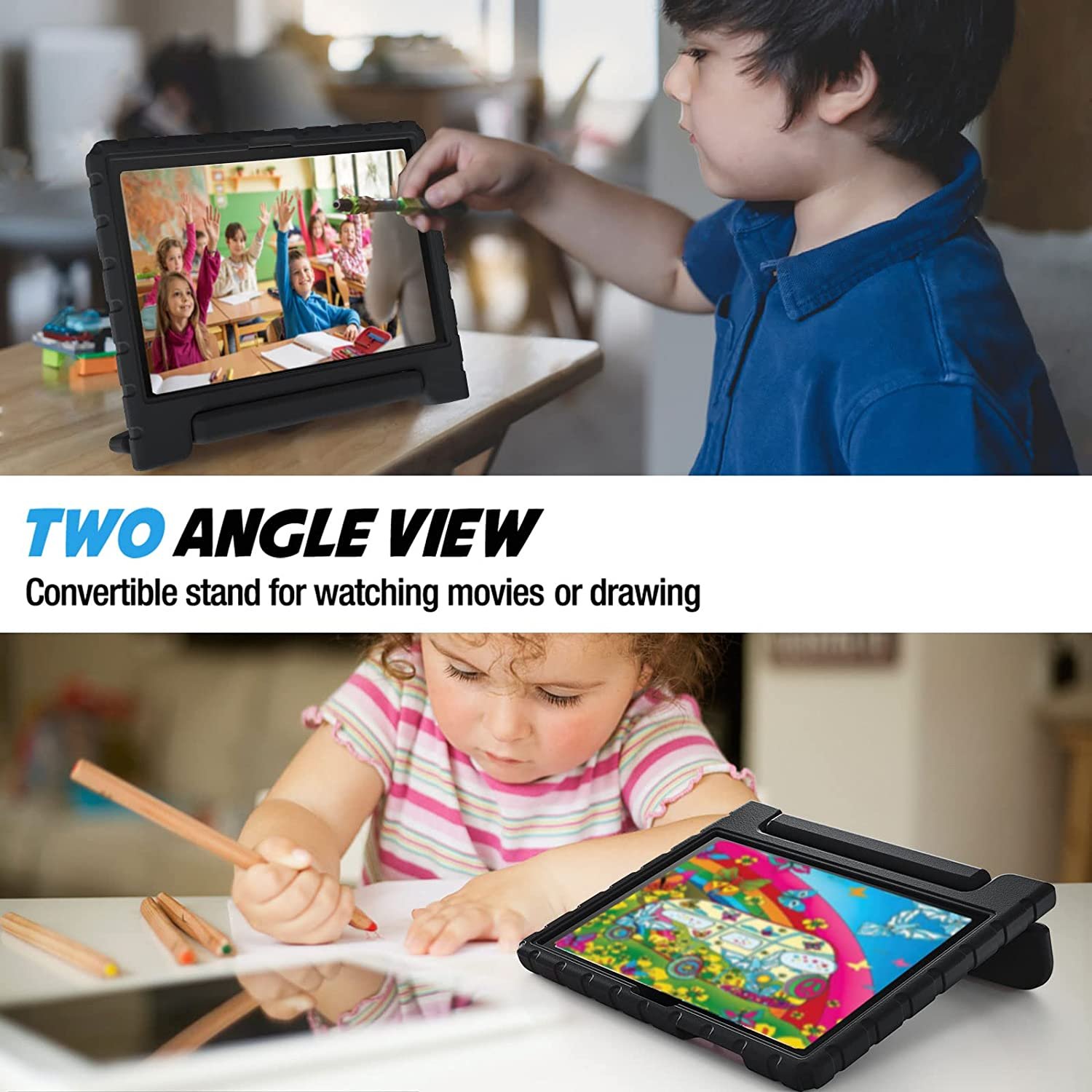HGD Tablet Case for Samsung TAB A8 10.5" 2021 X200 / X201, Shockproof Light Weight Protection Handle Stand Kids Cover Kids Case