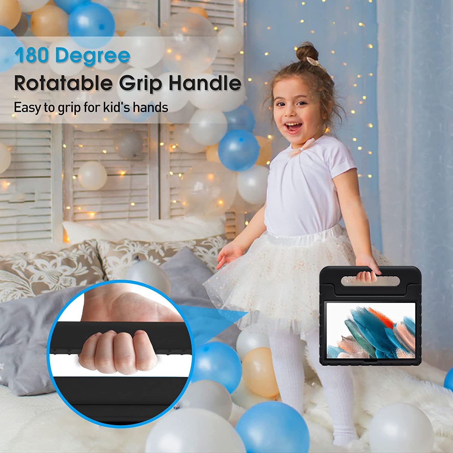 HGD Tablet Case for Samsung TAB A8 10.5" 2021 X200 / X201, Shockproof Light Weight Protection Handle Stand Kids Cover Kids Case