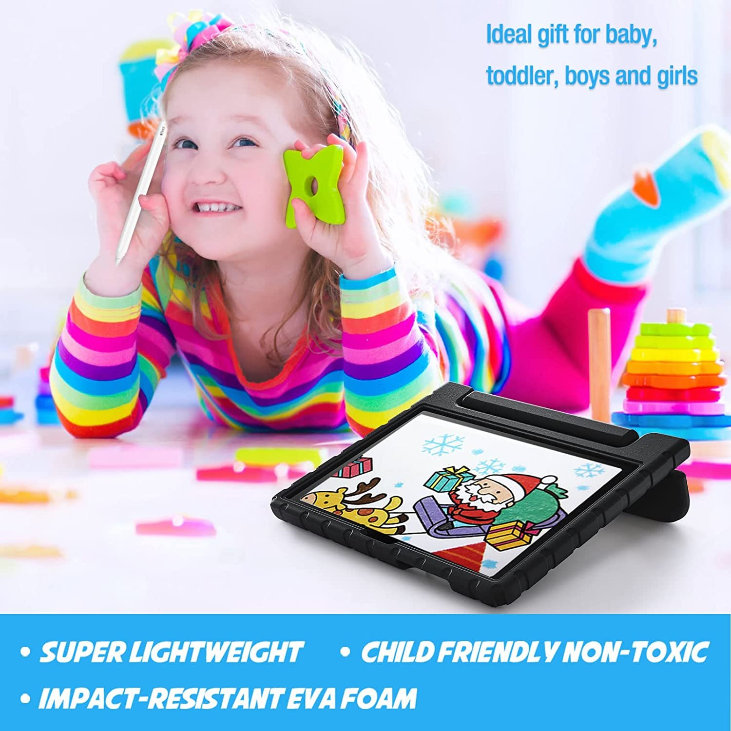 HGD Tablet Case for Samsung TAB A8 10.5" 2021 X200 / X201, Shockproof Light Weight Protection Handle Stand Kids Cover Kids Case