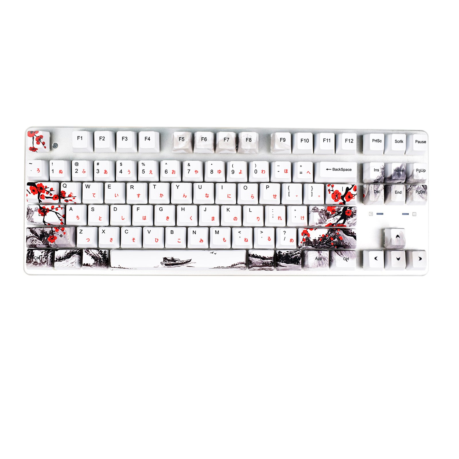 110 Keys PBT Custom Blossom Keycap OEM Profile Japanese Font Sublimation Keycaps for Cherry MX Switch Mechanical Keyboard