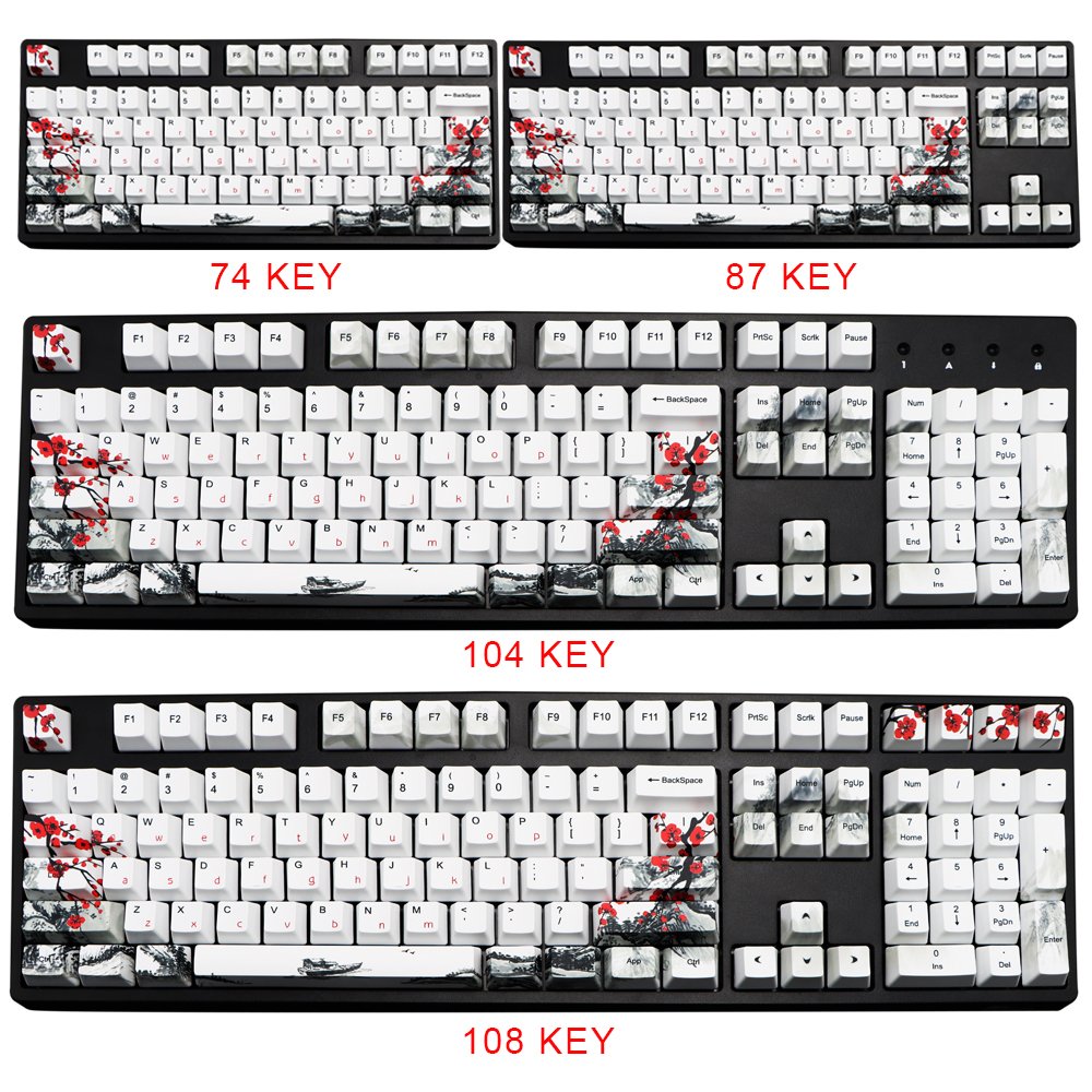 110 Keys PBT Custom Blossom Keycap OEM Profile Japanese Font Sublimation Keycaps for Cherry MX Switch Mechanical Keyboard