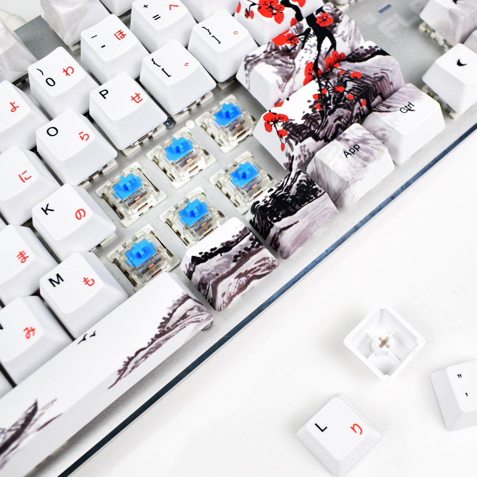 110 Keys PBT Custom Blossom Keycap OEM Profile Japanese Font Sublimation Keycaps for Cherry MX Switch Mechanical Keyboard