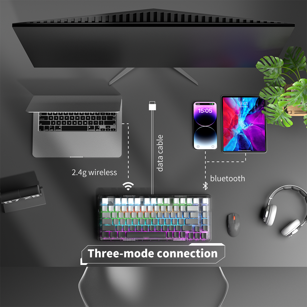 ZIFRIEND ZT82 Wired 75% RGB Backlit Hot Swappable Mechanical Keyboard 82 Keys TKL Gaming Keyboard White Switch for Office