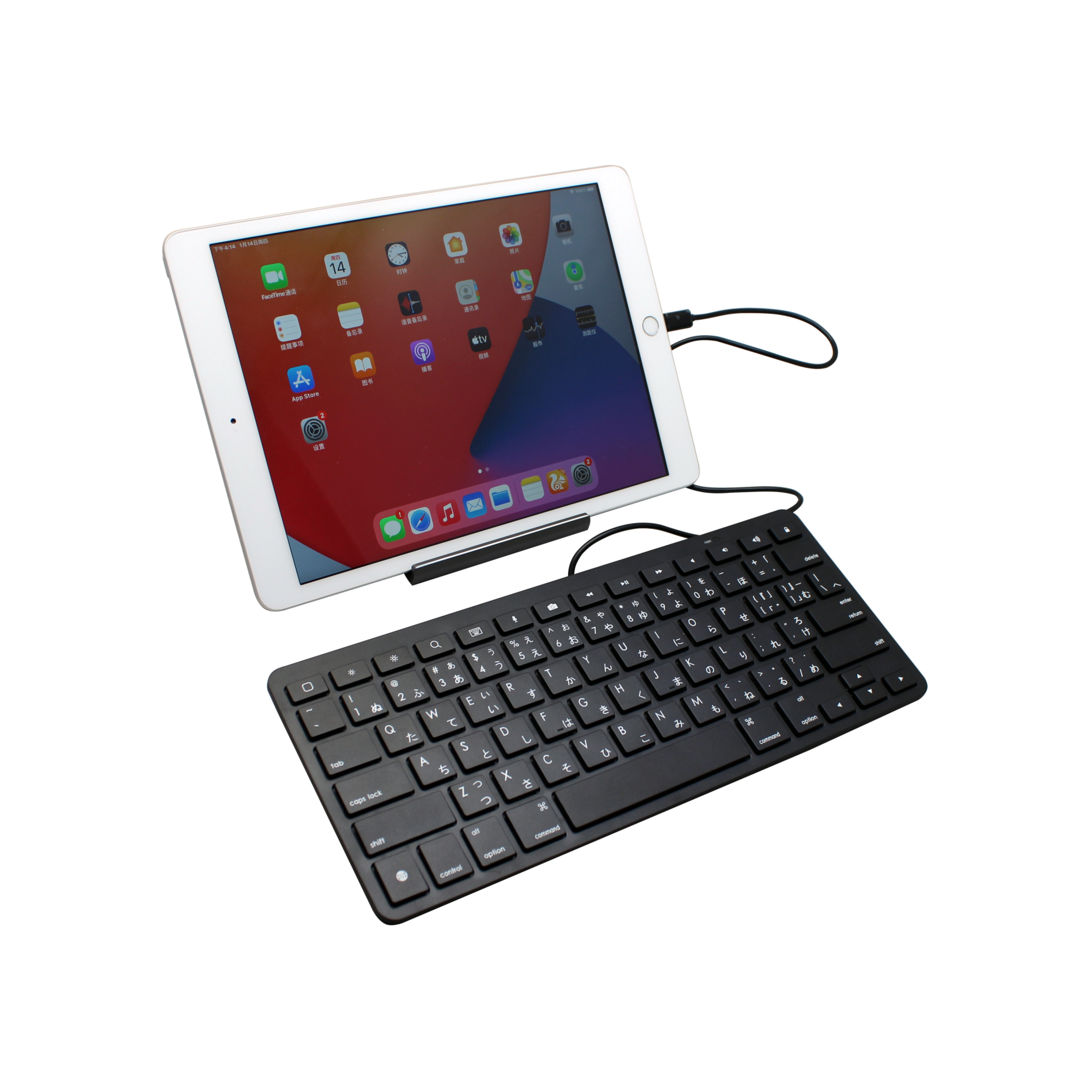 MFi Wired Keyboard Plug-On-Go Keyboard with 8-pin Lighting Connector Compatible for Apple iPhone, iPad, or iPod Touch