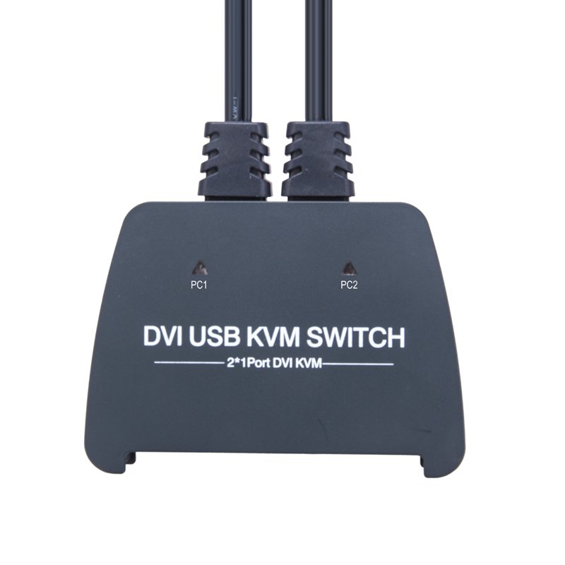 VCOM Built-in Cable USB DVI KVM Switch 4K 2 Computer Connecting to 1 Monitor Keyboard Mouse Switcher