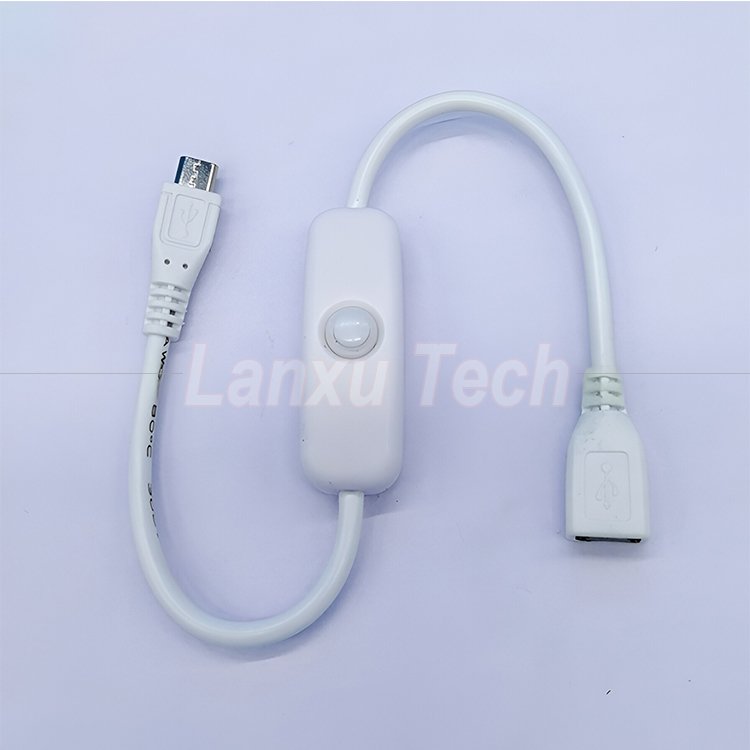 USB Micro B Male to Female Extension on off Push Button 501 Switch Cable