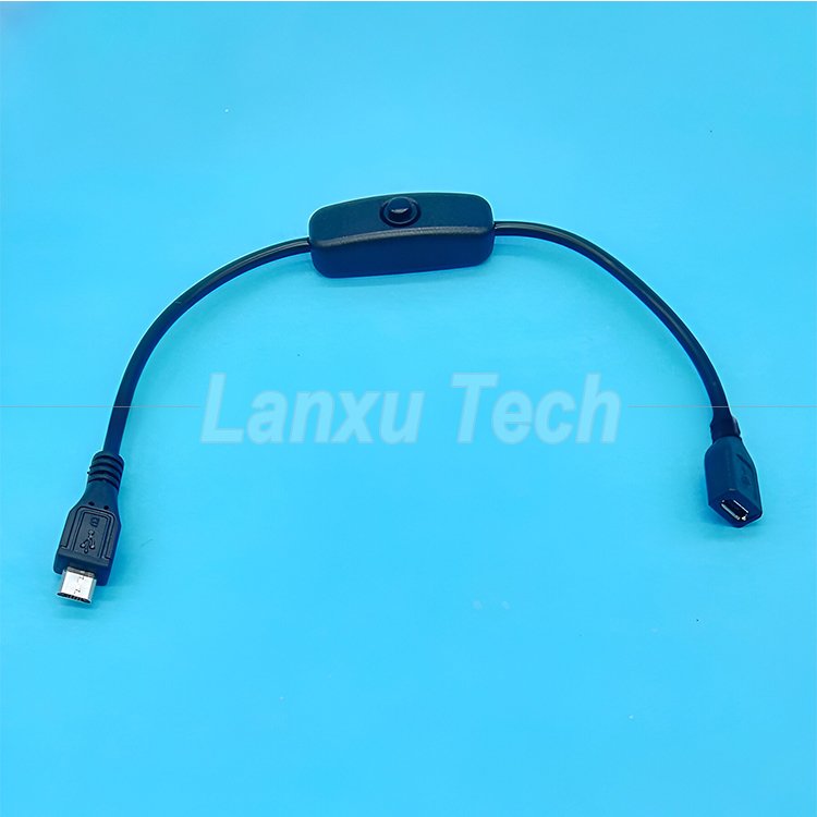 USB Micro B Male to Female Extension on off Push Button 501 Switch Cable