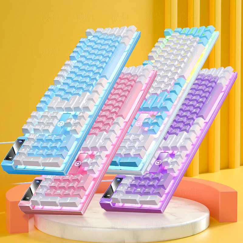 X722-2 Custom Color 104 Keys K500 Wired Keyboard Luminescent Gaming Keyboards RGB Gamer Keyboard Desktop Computer Accessories