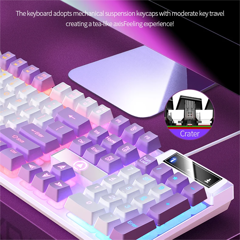 X722-2 Custom Color 104 Keys K500 Wired Keyboard Luminescent Gaming Keyboards RGB Gamer Keyboard Desktop Computer Accessories