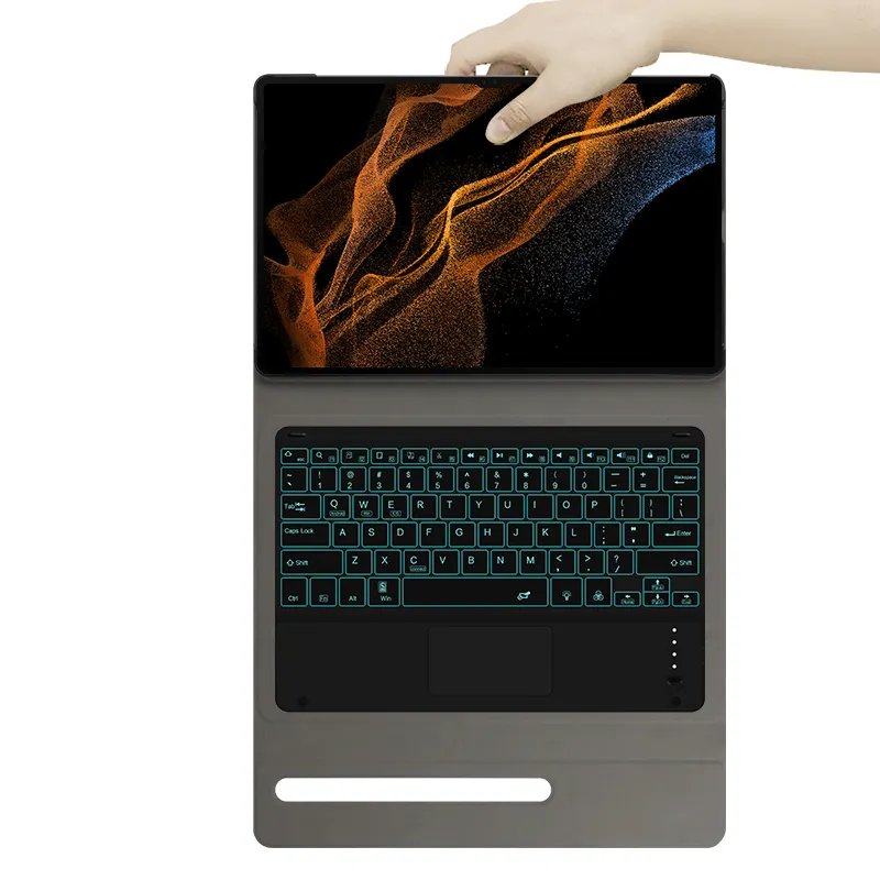 For Samsung Galaxy Tab S9 Ultra SM-X910/X916B/X918U Soft Shell Case Detachable Magnetic Keyboard Tablet Cover With S Pen Holder