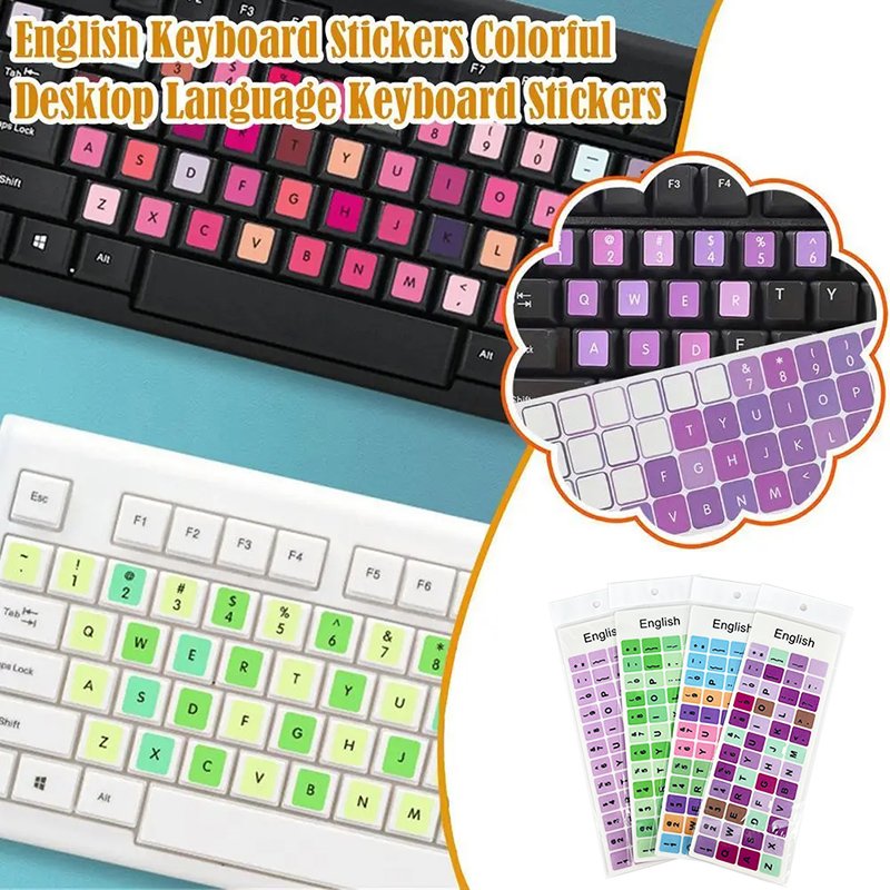 Macaron Color Key Sticker Laptop Colorful English Keyboard Sticker Desktop Computer Keyboard Stickers