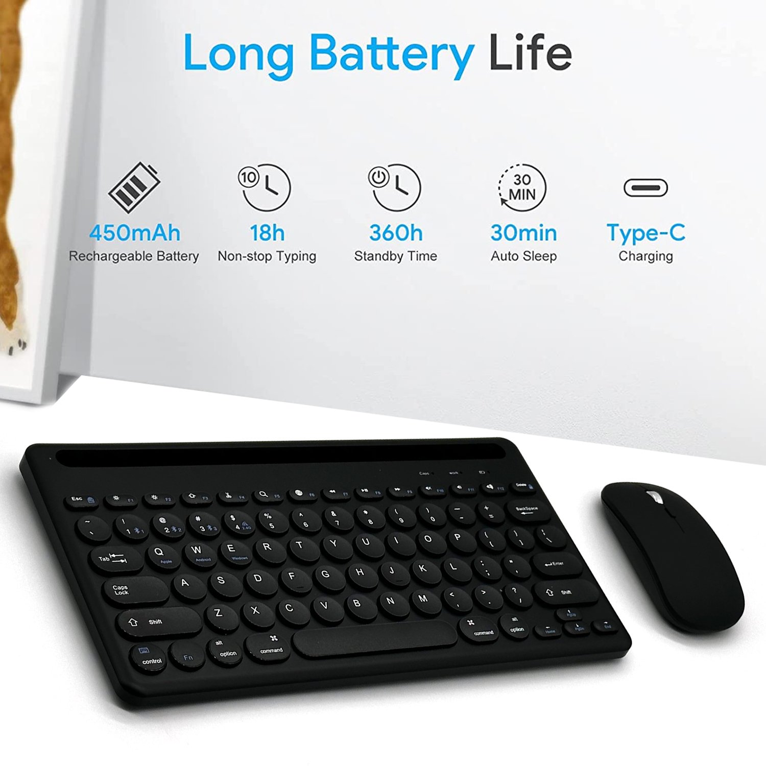 KOZH 2022 New Design Cradle 4 Devices Wireless Multi Bluetooths Keyboard and Mouse Combo for iPad Tablet Windows Android Mac OS