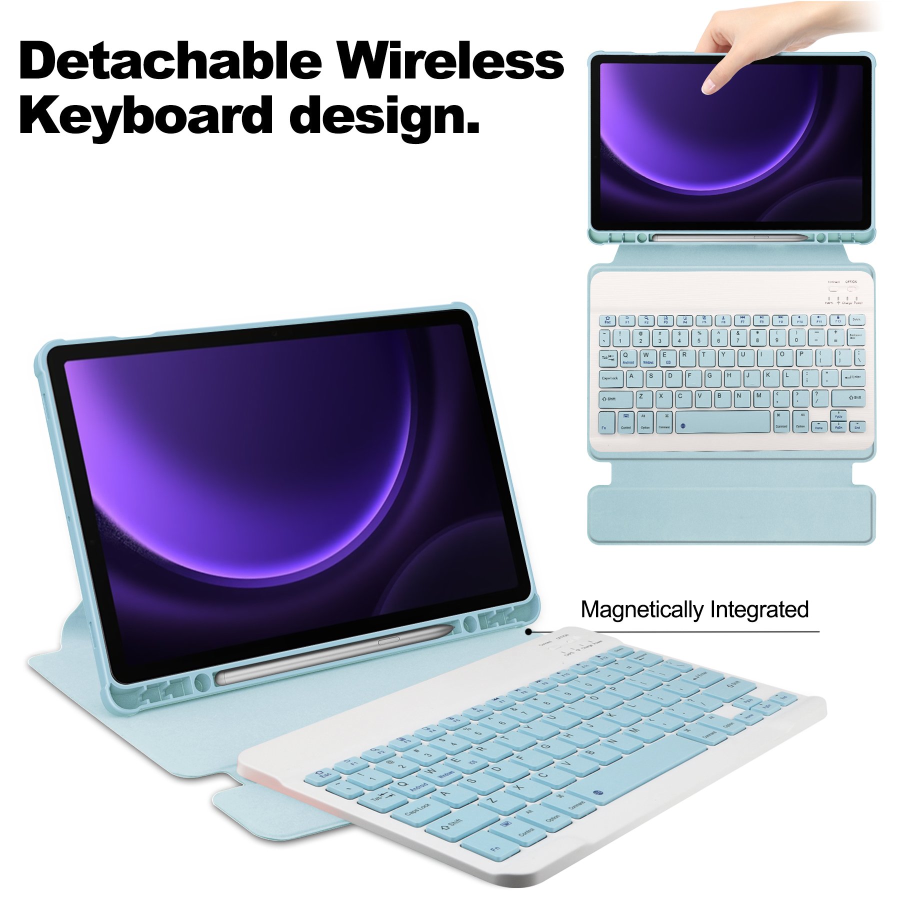 New Ultra-thin Leather Cover Case Wireless Blue Tooth Keyboard With Pen Slot For Samsung Galaxy Tab S9 FE Keyboard Case