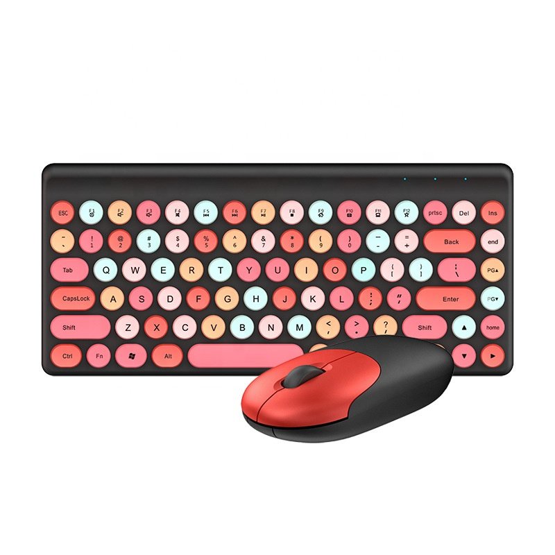 Mini Custom Retro Steam punk Colored Keyboard And Mouse Office Teclado Sem Fio Wireless Keyboard And Mouse Combo
