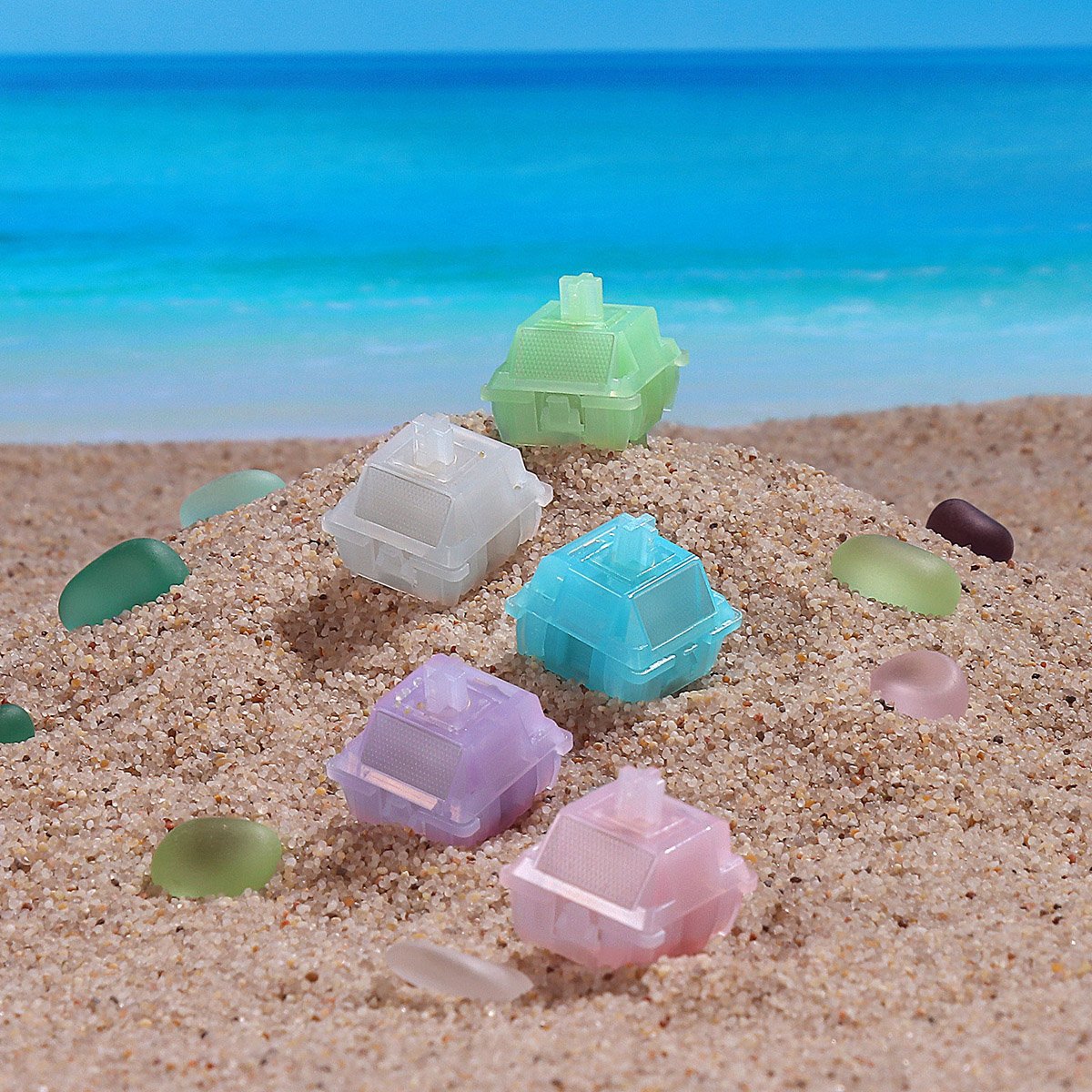 DUROCK Sea Glass Switches 2023 62g Noise Reduction Spring Full Polymer Nylon Housing P3+ Stem MX Mechanical Keyboard Switches