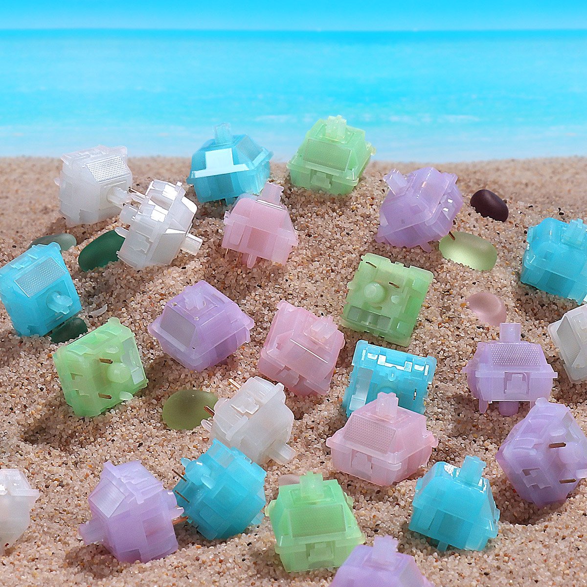 DUROCK Sea Glass Switches 2023 62g Noise Reduction Spring Full Polymer Nylon Housing P3+ Stem MX Mechanical Keyboard Switches