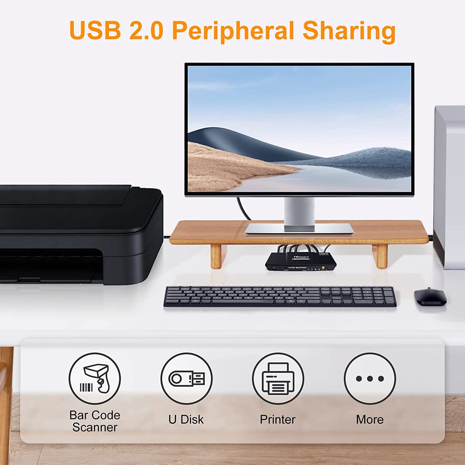 DP KVM Switch 4 Port-4 Computer,One Monitor Switch to Share Mouse,Keyboard,Printer,USB 2.0 Device and Ultra HD Monitor
