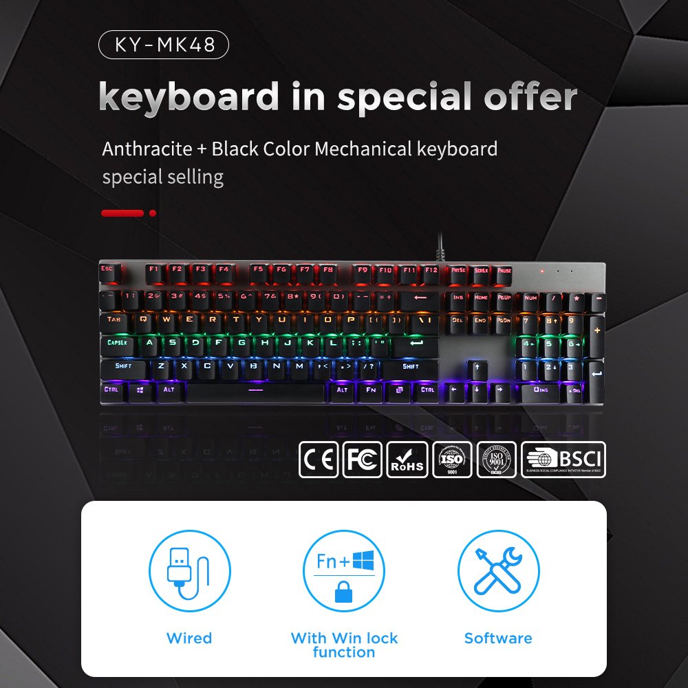 gaming keyboard manufacturer rgb Full keys anti-ghosting The most competitive full keys version PC mechanical keyboard