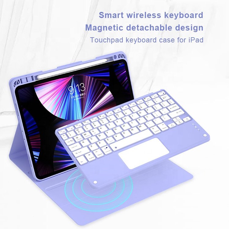 Tablet Case TPU Leather Rechargeable Pen Slot Wireless Bluetooth Touch Keyboard Tablet Cover for iPad Pro 10 2022 10.9