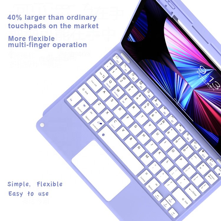 Tablet Case TPU Leather Rechargeable Pen Slot Wireless Bluetooth Touch Keyboard Tablet Cover for iPad Pro 10 2022 10.9