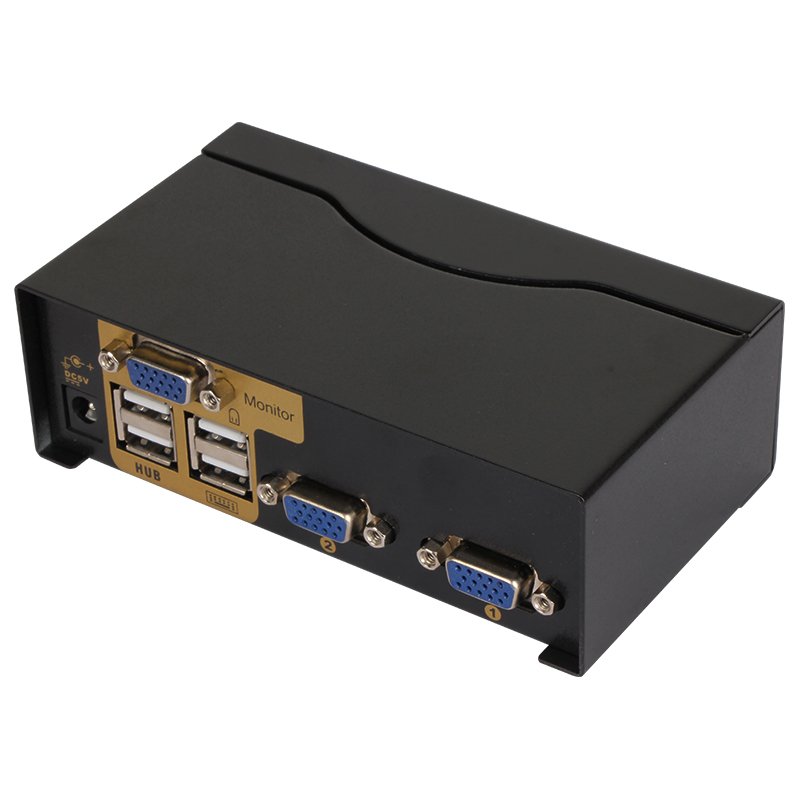 VCOM Monitor KVM Switch 2 In 1 VGA 1080P 60Hz HD with Button Ir Remote Control for PC Video Keyboard Mouse Printer
