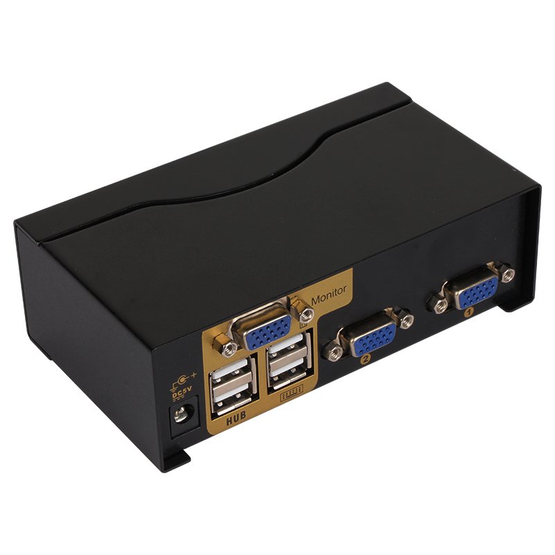 VCOM Monitor KVM Switch 2 In 1 VGA 1080P 60Hz HD with Button Ir Remote Control for PC Video Keyboard Mouse Printer
