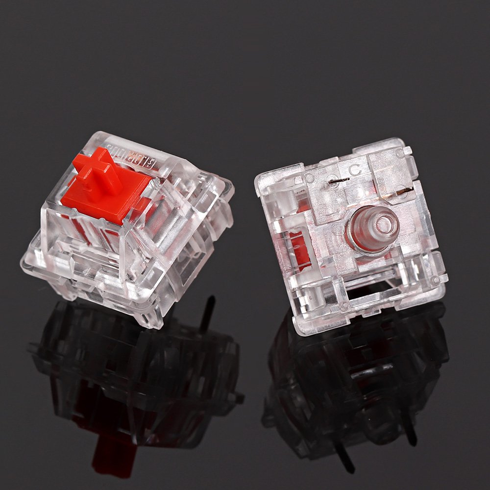 BSUN Ice Crystal red switch transparent entirety Linear 5pin POM Mechanical keyboard switch