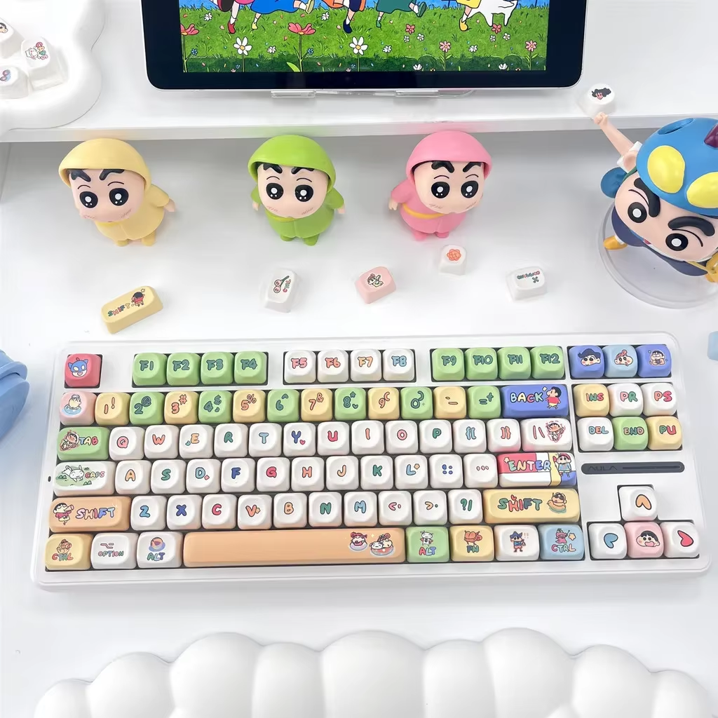 PBT Dye Sub Keycap Cute Cartoon MOA Profile Keycaps Girl Custom Keyboard for Mx Switches ANSI Layout Mechanical Custom Keycaps