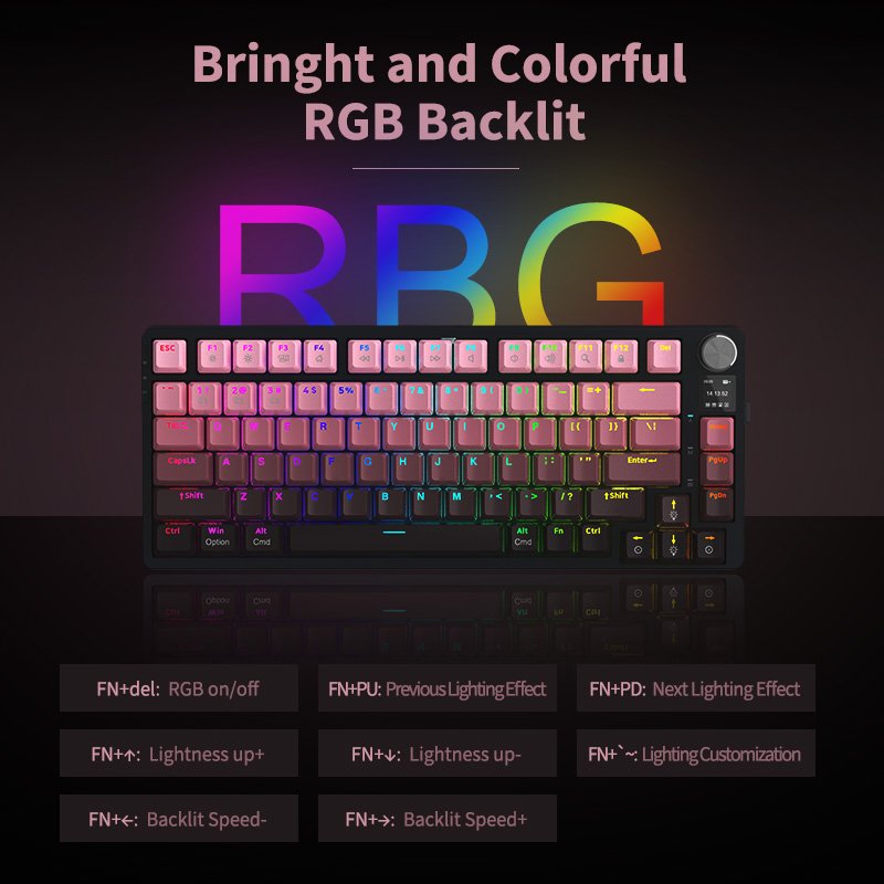 Three Mode Wireless Gaming Mechanical Keyboard Qwerty Fashion Hot Swap Rgb BT Brown Switches Rechargeable Gamer Keyboard