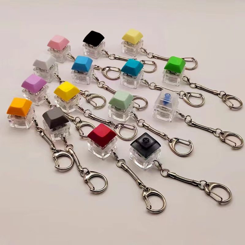 Wholesale Custom Design Logo Mechanical Keyboard Keychain Keycap Relieve Stress Switches Key Chain Decompression Keychain