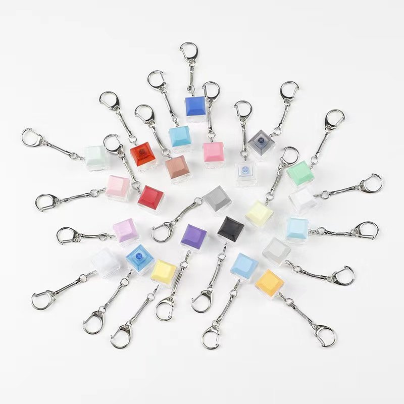 Wholesale Custom Design Logo Mechanical Keyboard Keychain Keycap Relieve Stress Switches Key Chain Decompression Keychain