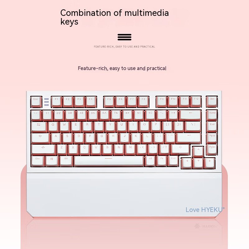 professional gaming keyboard 82 keys rgb led backlit office wired 2.4G wireless pink mechanical keyboard