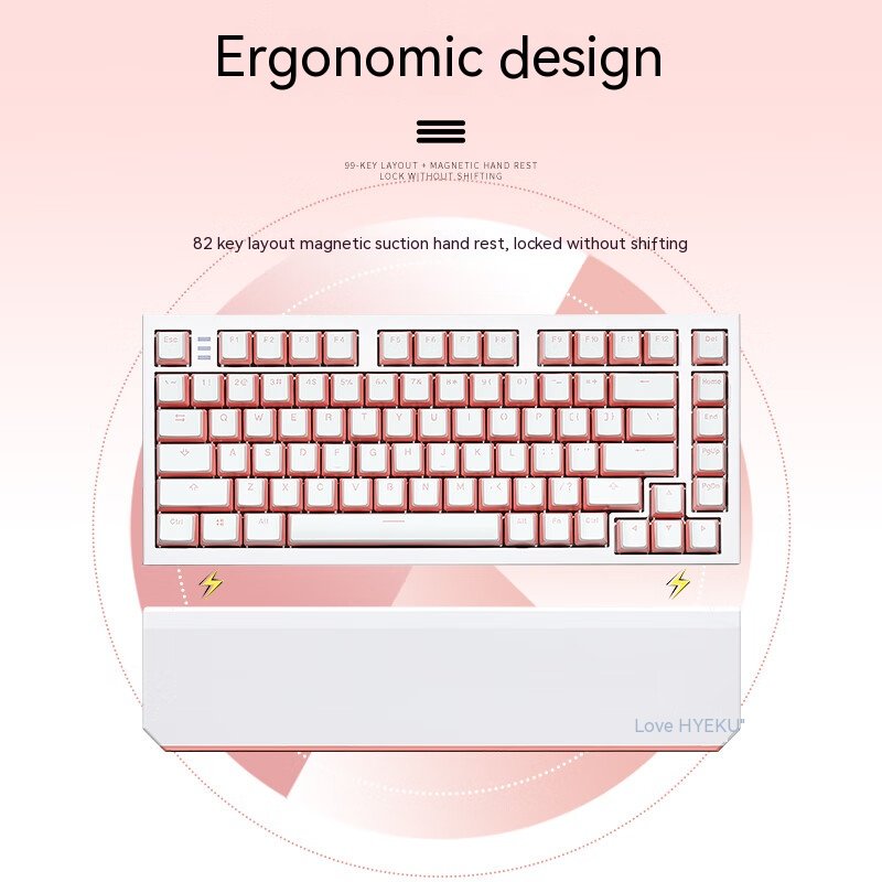 professional gaming keyboard 82 keys rgb led backlit office wired 2.4G wireless pink mechanical keyboard