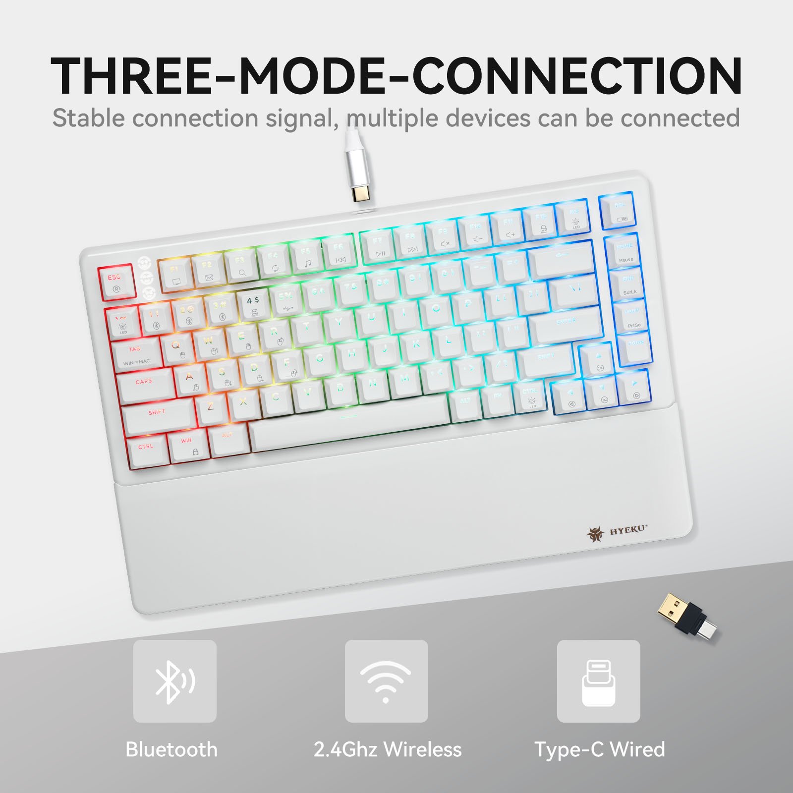 Hexgears Y2 Hot Swap RGB Backlit Bluetooth Wireless Gamer Keyboard PBT Keycap Red Switch Gaming Mechanical Keyboard For Desktop