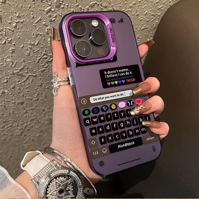 New Silver hard chatting frame candy Phone case For iPhone 15 Pro Max 14 13 12 11 Lens protection Message INS Matte Back Cover