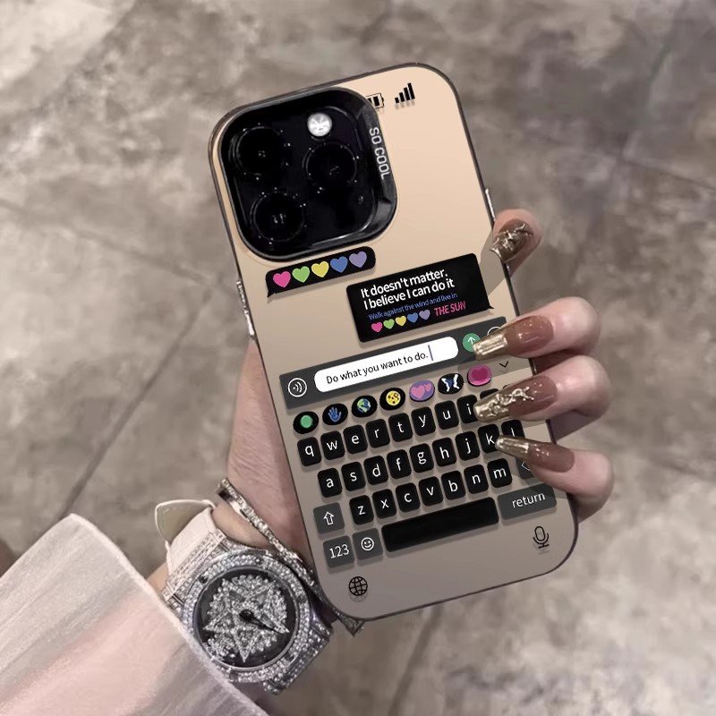 New Silver hard chatting frame candy Phone case For iPhone 15 Pro Max 14 13 12 11 Lens protection Message INS Matte Back Cover