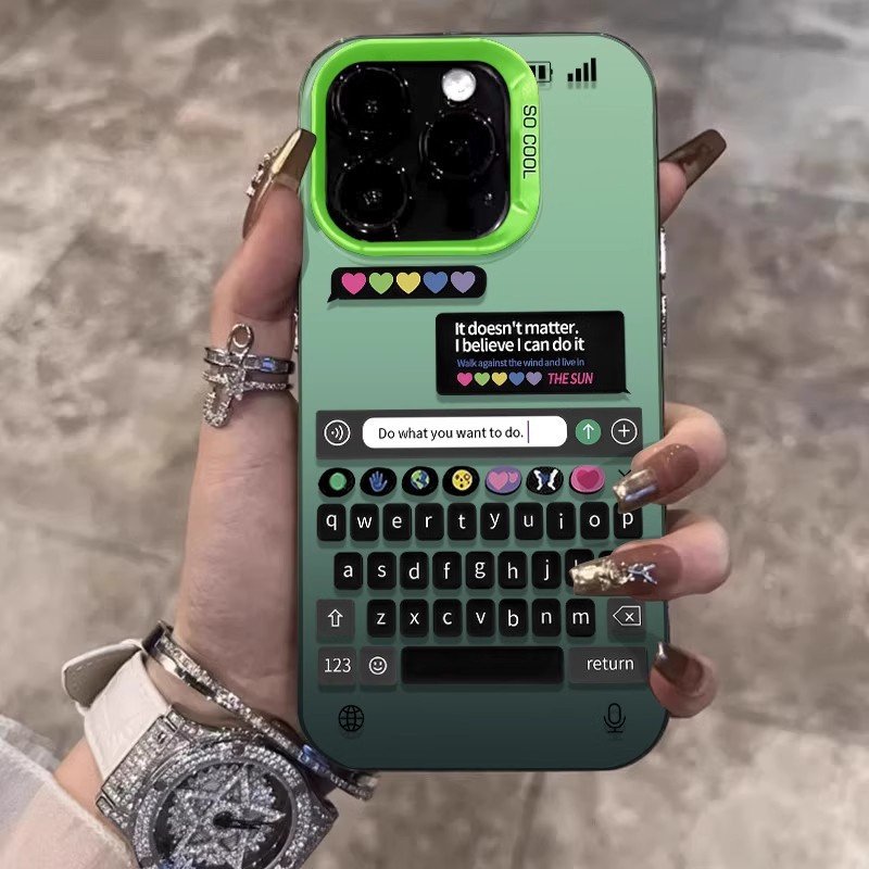 New Silver hard chatting frame candy Phone case For iPhone 15 Pro Max 14 13 12 11 Lens protection Message INS Matte Back Cover