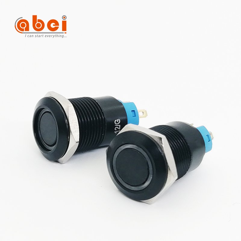 16mm Latching Stainless Steel Black Shell Waterproof Momentary Push Button switch With Yellow RGB Full Color Led Illumination